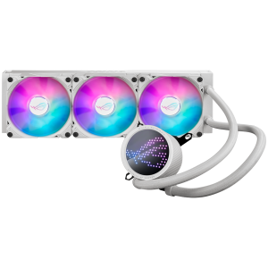 ASUS ROG Ryuo III 360 ARGB White Edition vodno hlajenje za procesor z Asetek 8. generacijo rešitve za črpalko, Anime Matrix LED zaslonom in 3x 120 mm ROG ARGB hladilnimi ventilatorji