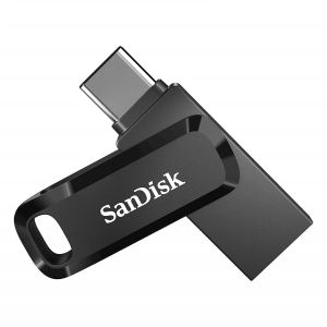 USB C & USB disk SanDisk 256GB Ultra Dual GO, 3.2, 400 MB/s, črn