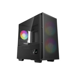 Računalniško ohišje DeepCool CH360 Digital, Micro-ATX, ARGB, LCD, kaljeno steklo, črno