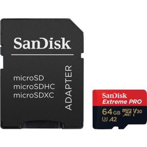 SanDisk Extreme PRO microSDXC 64GB + SD Adapter do 200MB/s & 90MB/sA2 C10 V30 UHS-I U3