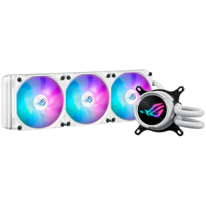 ASUS ROG Strix LC III 360 ARGB White Edition vodno hlajenje za procesor, trije 120mm ROG ARGB ventilatorji, Aura Sync, belo