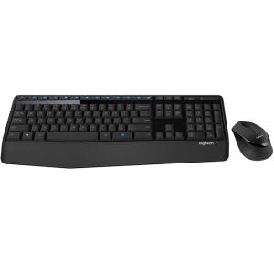 Logitech brezžični komplet MK345 - tipkovnica in miška - US International - črna, modra 