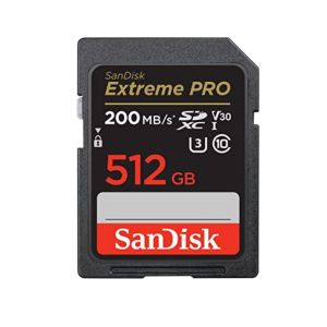SanDisk Extreme PRO 512GB SDXC spominska kartica + 2 years RescuePRO Deluxe do 200MB/s & 140MB/s branje/pisanje, UHS-I, Class 10, U3, V30