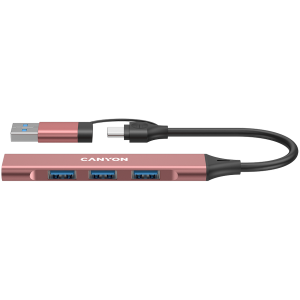 CANYON hub DS-02 4in1 USB-A/C Pink
