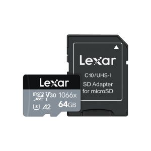 Spominska kartica Lexar Professional 1066x, micro SDXC, 64GB, 160MB/s, U3, V30, A2, UHS-I, z adapterjem