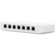 Ubiquiti USW-Ultra Layer 2, 8-port GbE PoE switch with versatile mounting options: 7x GbE PoE+ output ports, 1 xGbE PoE++ input port