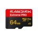 SDXC SanDisk micro 64GB Extreme PRO, 200/90MB/s, UHS-I, V30, U3, A2, adapter