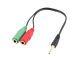 Adapter za slušalke in mikrofon, 1 moški na 2 ženska, 3,5 mm, 15 cm, Ewent