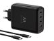 Stenski polnilec Ewent EW1337, GaN, 140W, 3x USB-C, 1x USB-A, QC 5.0, črn