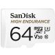 SanDisk High Endurance video microSDHC 64GB + SD Adapter Full HD / 4K video, do 100/40 MB/s C10, U3, V30