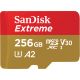 SanDisk Extreme microSDXC 256GB + SD Adapter 190MB/s & 130MB/s A2 C10 V30 UHS-I U3