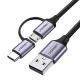 Ugreen USB-A na Micro USB + USB-C kabel pleten 1m 
