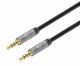 Kabel 3,5 mm Stereo moški/moški MANHATTAN, 1 m, črno/srebrna
